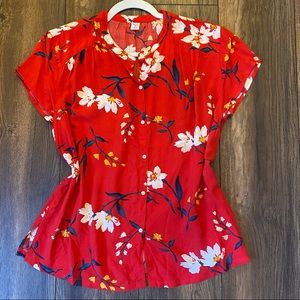 ❤️Old Navy flowery red blouse